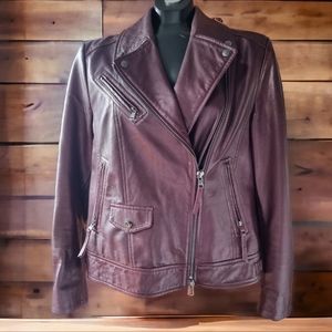 Marc Cain Wine Coloured Leather Jacket